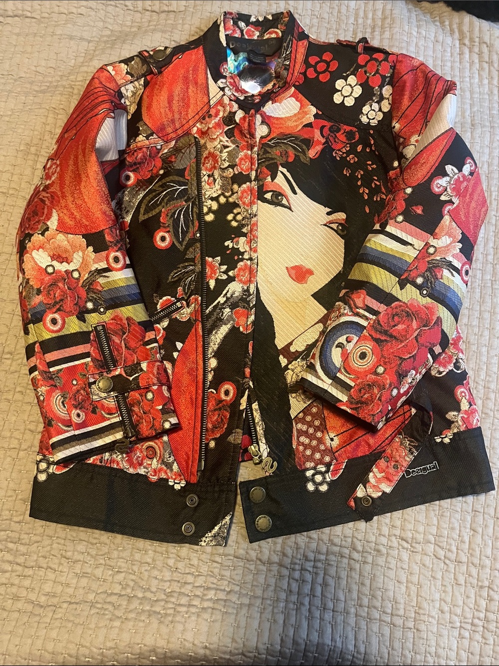 Stunning Like New Rare Archival Desigual Geisha Embroidered Blazer 38